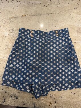 Maje Blue Embroidered Mini Skort with White Threading